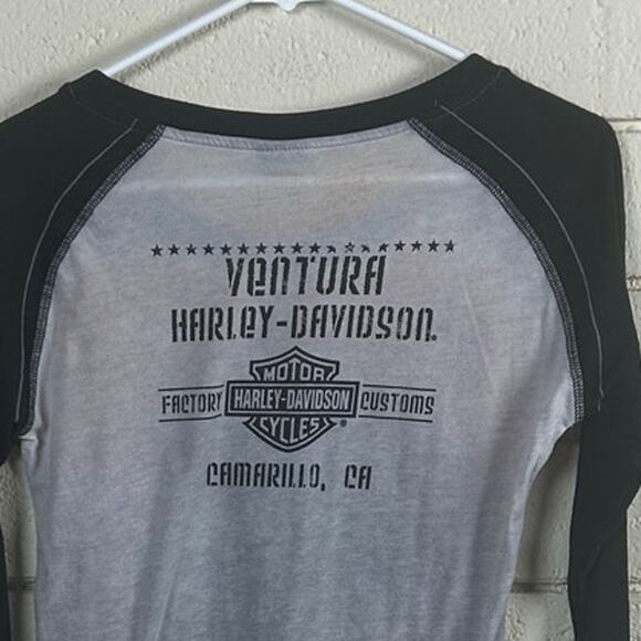Harley-Davidson Ventura Camarillo Bling Raglan Tee size S - Picture 7 of 8